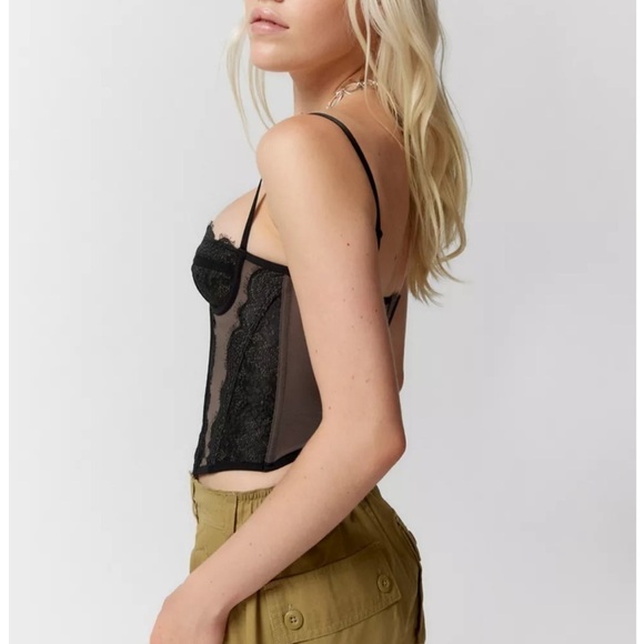 Urban Outfitters Out from Under Modern Love Corset Lace Small Washed Black - Picture 10 of 16